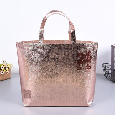 Portable Lamination Non-Woven Packaging Bag for Grocery and Rose Gold Eco PP Material