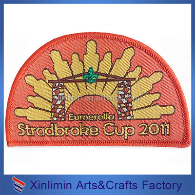 Button On Style Custom Design Iron On Woven Patches for Soccer Team Club Personalized