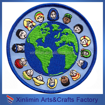 Button On Style Custom Design Iron On Woven Patches for Soccer Team Club Personalized