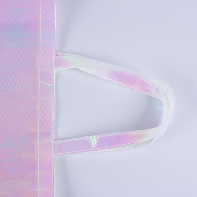 Exhibition Custom Logo Pink Holographic Non Woven Iridescent Tote Bag for Wedding Gift
