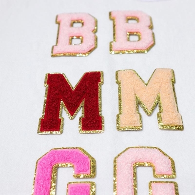 5.1cm 5.7cm 6.3cm 7cm Letter A-Z Glitter Patch Ironing Chenille Glitter Letter Patch Garment