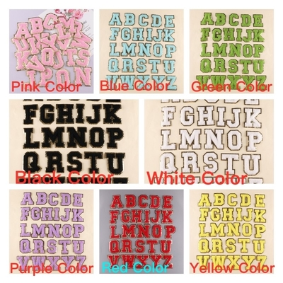 Pink Gold Border Iron On Adhesive Repair Alphabet Sewing Appliques with 3D Twill Fabric