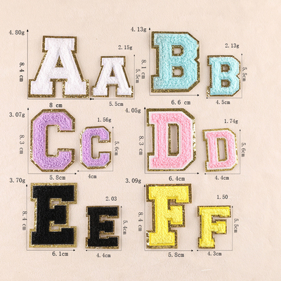 8 cm Chenille Letter Patches Alphabet Set For Clothing Custom Iron On Embroidery Towel