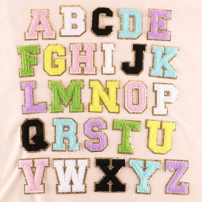 8 cm Chenille Letter Patches Alphabet Set For Clothing Custom Iron On Embroidery Towel