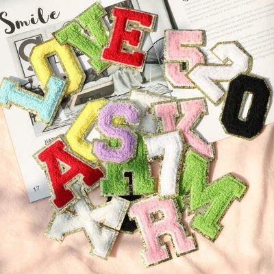 8 cm Chenille Letter Patches Alphabet Set For Clothing Custom Iron On Embroidery Towel