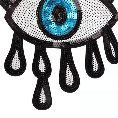 Twill Fabric Adhesive Applique Embroidery Patches for Clothing Large Size Evil Eyes