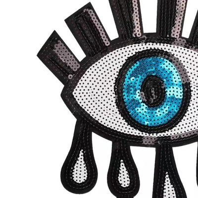 Twill Fabric Adhesive Applique Embroidery Patches for Clothing Large Size Evil Eyes