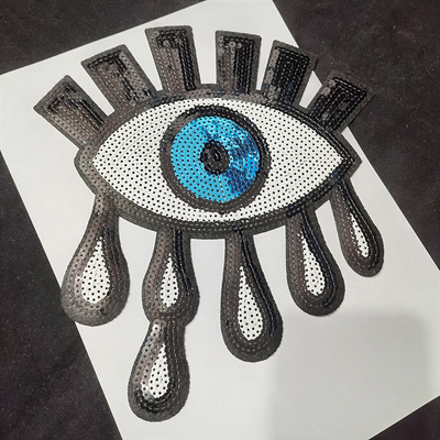 Twill Fabric Adhesive Applique Embroidery Patches for Clothing Large Size Evil Eyes