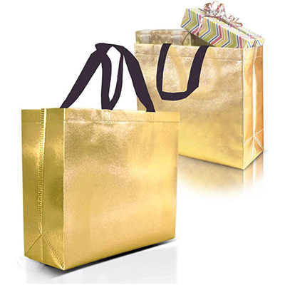 Non-Woven Shopping Bag in Silver Metal Holographic Custom Design and Pantone Colors