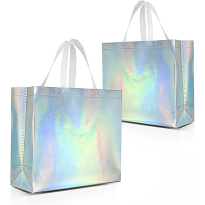 Non-Woven Shopping Bag in Silver Metal Holographic Custom Design and Pantone Colors