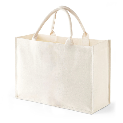 Bag Square Shape Laminated Waterproof Canvas Cotton Shopping Tote Beach Bag for Promotion