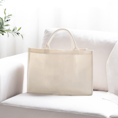 Bag Square Shape Laminated Waterproof Canvas Cotton Shopping Tote Beach Bag for Promotion