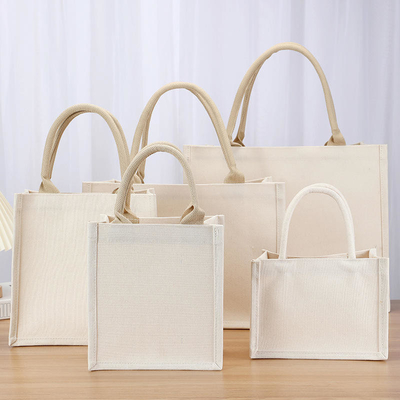 Bag Square Shape Laminated Waterproof Canvas Cotton Shopping Tote Beach Bag for Promotion