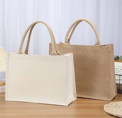 Bag Square Shape Laminated Waterproof Canvas Cotton Shopping Tote Beach Bag for Promotion