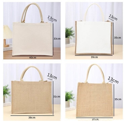 Bag Square Shape Laminated Waterproof Canvas Cotton Shopping Tote Beach Bag for Promotion