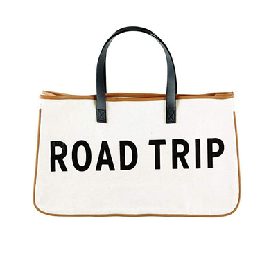 Custom Printed Large Canvas Travel Weekend Getaway Summer Beach Tote Bag with Leather Handles
