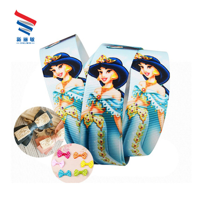 Girls Printed Cartoon Character Grosgrain Ribbon for Hair Tie Pattern Solid Color
