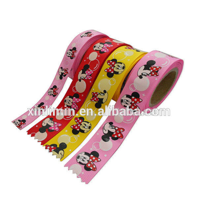 Girls Printed Cartoon Character Grosgrain Ribbon for Hair Tie Pattern Solid Color