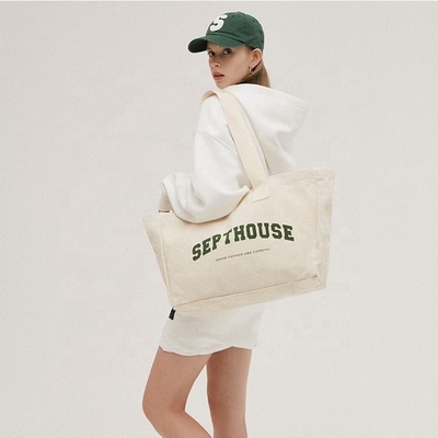 Exhibition Customized Logo Printed Oversized Cotton Canvas Tote Bag for Active Lifestyle