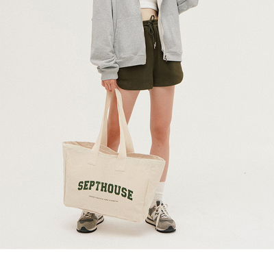Exhibition Customized Logo Printed Oversized Cotton Canvas Tote Bag for Active Lifestyle