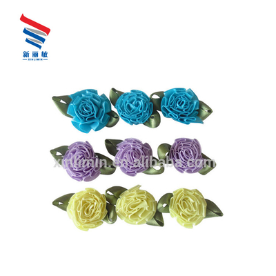 Single Face Style Colorful Satin Ribbon Roses Flower Bow Sustainable Wedding Decoration