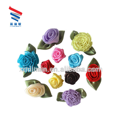 Single Face Style Colorful Satin Ribbon Roses Flower Bow Sustainable Wedding Decoration