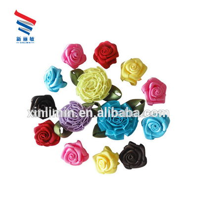 Single Face Style Colorful Satin Ribbon Roses Flower Bow Sustainable Wedding Decoration