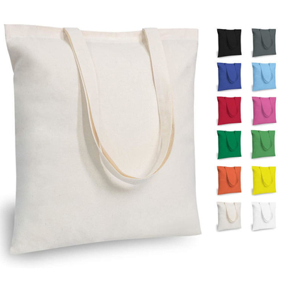 Grocery Customized Logo Printed Recycle Plain Organic Cotton Canvas Tote Shopping Bags with Zipper