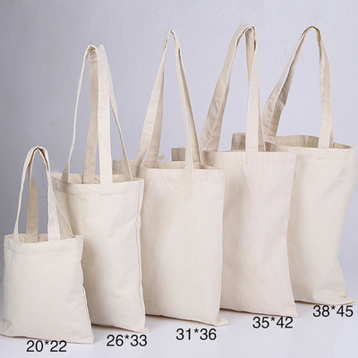 Plain White Blank Cotton Canvas Tote Bag With Custom Print Logo For Business Shopping