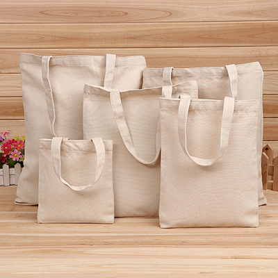 Plain White Blank Cotton Canvas Tote Bag With Custom Print Logo For Business Shopping