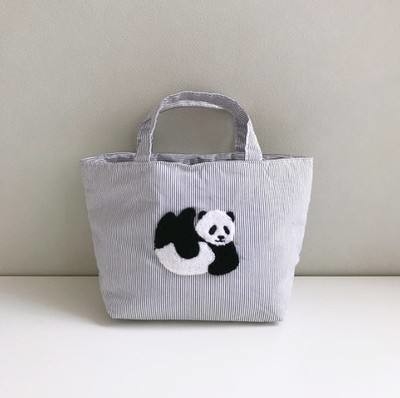 Custom Logo Love Animal 3D Towel Embroidered Cotton Tote Bag for Shopping Convenience