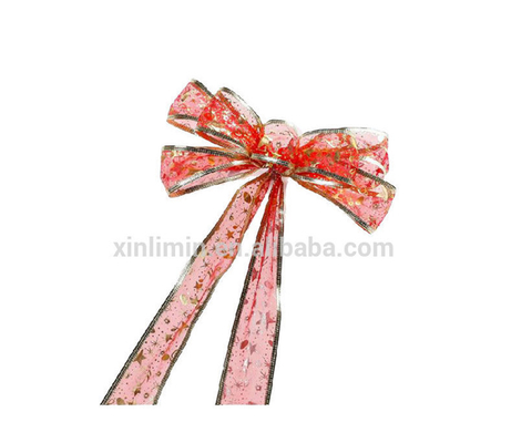 Chocolate Packaging Satin Ribbon Bow with Round of Transfer Printing and Single Side Style