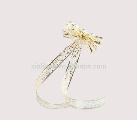 Chocolate Packaging Satin Ribbon Bow with Round of Transfer Printing and Single Side Style