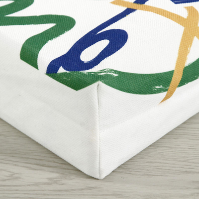 Large Capacity Customized Color Canvas Shopping Bag with Smiley Face Design and Logo
