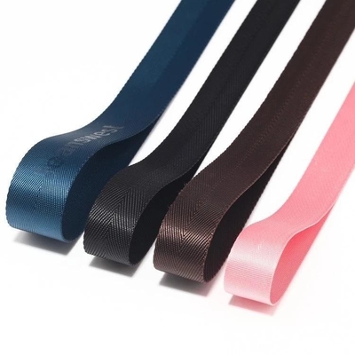Custom Logo Woven Jacquard Strap Webbing in Black Color for 38mm Nylon Shoulder Strap
