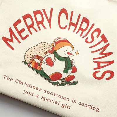 Heavy-duty Shopping Tote Custom Christmas Canvas Reusable Grocery Bag with Long Handle