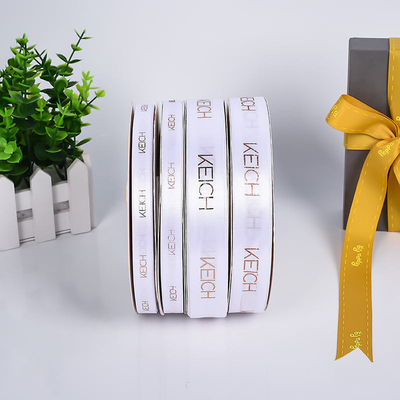 1 Inch Satin Ribbons Customized Colorful Logo Printing with Gold Foil Embellishment