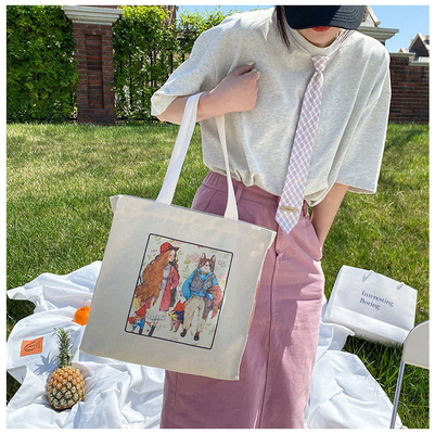 OEM Customized Heavy-duty Cotton Canvas Shopping Tote Bag with Customized Logo Design