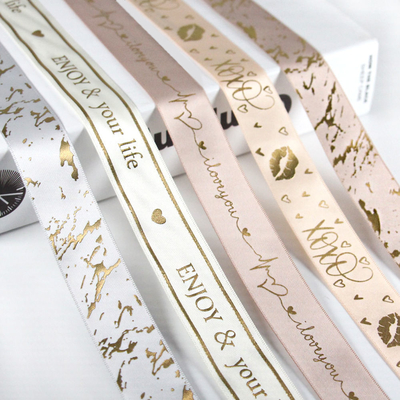 Printed Satin Ribbon Elastic Bow with Stretch Loop for Gift Box Packing