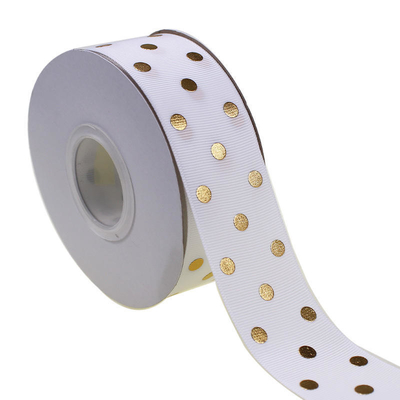OEM Accepted 1.5 Inch Custom Printed Gold Foil Polka Dot Grosgrain Ribbon 38mm for Hair Bow/Gift Wrapping