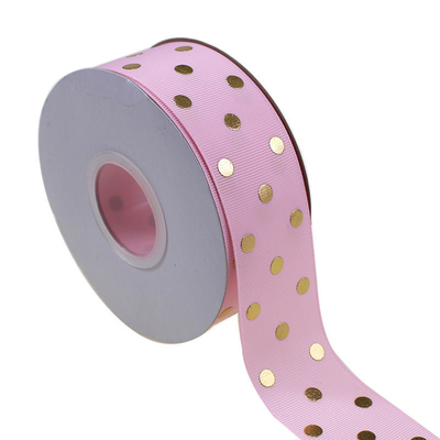 OEM Accepted 1.5 Inch Custom Printed Gold Foil Polka Dot Grosgrain Ribbon 38mm for Hair Bow/Gift Wrapping