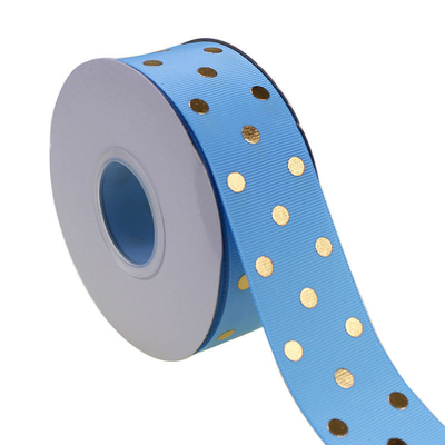 OEM Accepted 1.5 Inch Custom Printed Gold Foil Polka Dot Grosgrain Ribbon 38mm for Hair Bow/Gift Wrapping