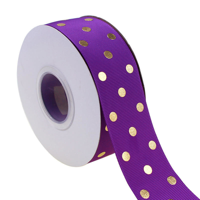 OEM Accepted 1.5 Inch Custom Printed Gold Foil Polka Dot Grosgrain Ribbon 38mm for Hair Bow/Gift Wrapping
