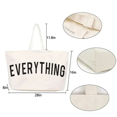 Customized Logo Eco Friendly Heavy-duty Oversize Large Grocery Cotton Canvas Tote Bag