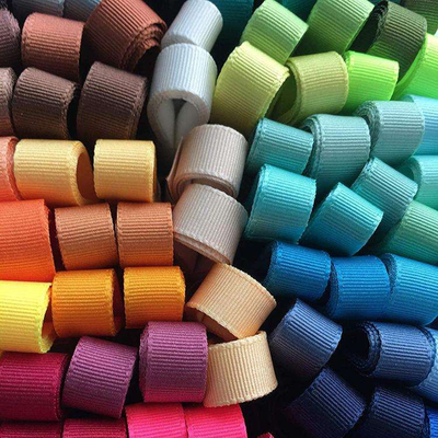 6mm-40mm 196 Color Choices Custom Stripe Polyester Grosgrain Ribbon in Satin Fabric