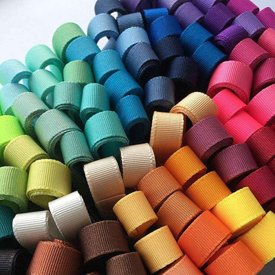 6mm-40mm 196 Color Choices Custom Stripe Polyester Grosgrain Ribbon in Satin Fabric