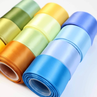 Custom Pattern Double Face 100% Polyester RPET Satin Ribbon Roll for Durable Packaging