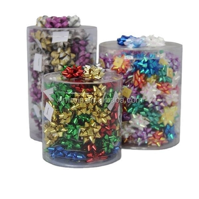 PP Ribbon Printed Christmas Star Bow Set for Gift Wrapping and Packaging Box Decoration