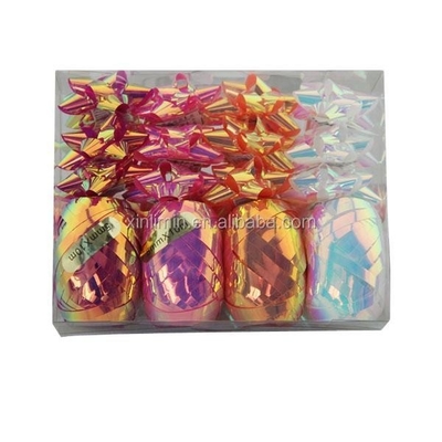 PP Ribbon Printed Christmas Star Bow Set for Gift Wrapping and Packaging Box Decoration