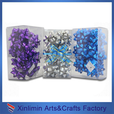 PP Ribbon Printed Christmas Star Bow Set for Gift Wrapping and Packaging Box Decoration